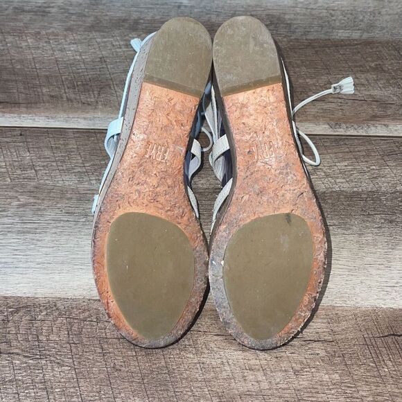 Frye Womens Heather Lace Up Tassel Cork Wedge Gladiator Sandals White Tan Size 6 - Picture 7 of 11